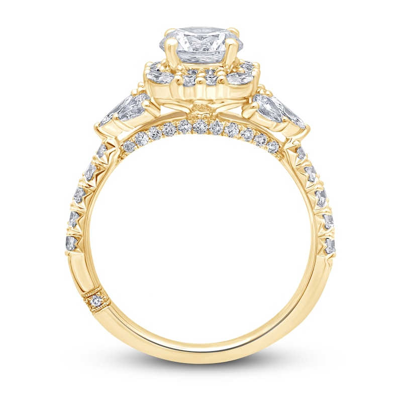 Monique Lhuillier Bliss Diamond Engagement Ring 1-7/8 ct tw Round, Marquise & Pear-shaped 18K Yellow Gold