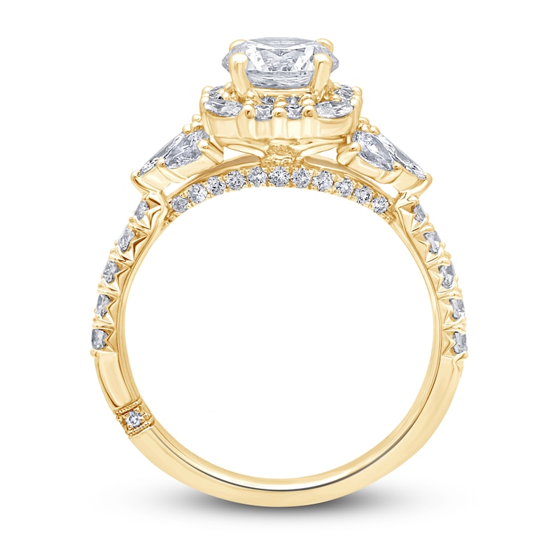 Main Image 4 of Monique Lhuillier Bliss Diamond Engagement Ring 1-7/8 ct tw Round, Marquise & Pear-shaped 18K Yellow Gold