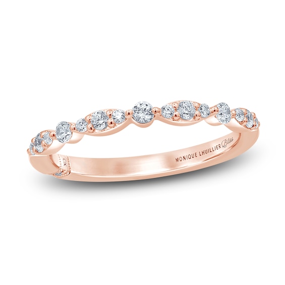 Monique Lhuillier Bliss Diamond Wedding Band / ct tw Round-cut 18K Rose Gold