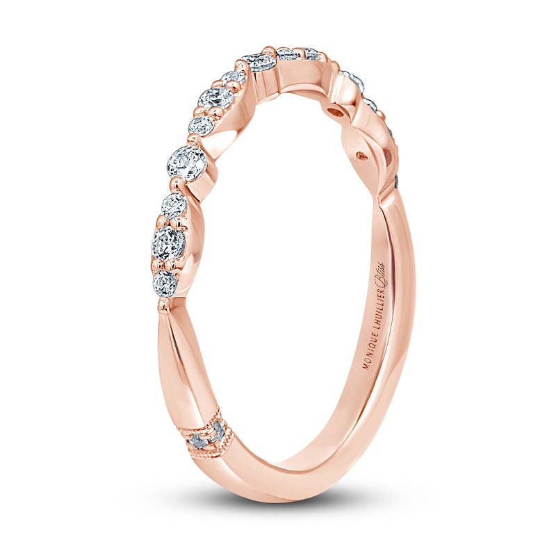 Main Image 2 of Monique Lhuillier Bliss Diamond Wedding Band 1/4 ct tw Round-cut 18K Rose Gold