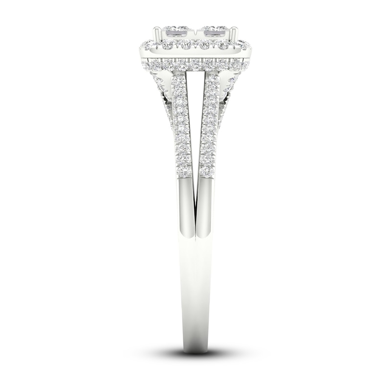 Main Image 3 of Now + Forever Multi-Diamond Engagement Ring 1 ct tw Princess & Round-cut 14K White Gold