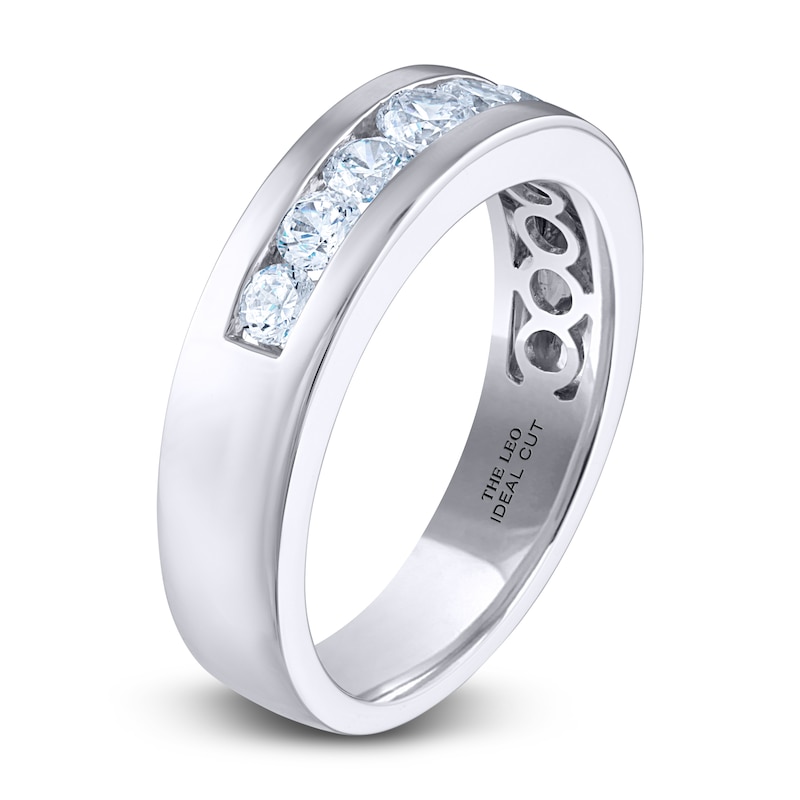 Main Image 2 of Men's THE LEO Ideal Cut Diamond Wedding Band 1 ct tw 14K White Gold