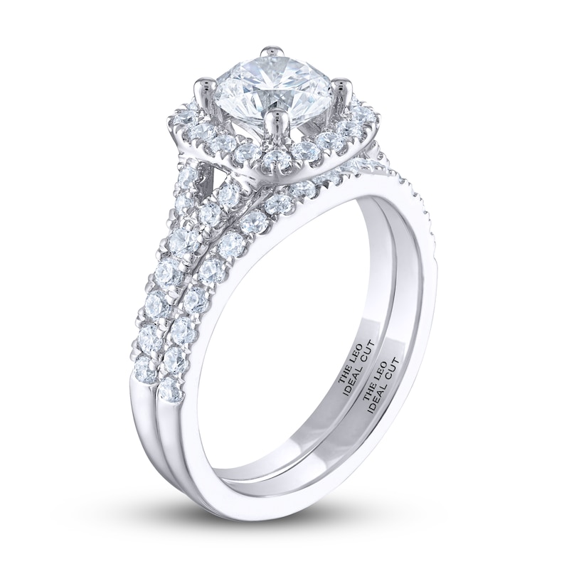 THE LEO Ideal Cut Round Diamond Bridal Set 1-5/8 ct tw 14K White Gold | Kay