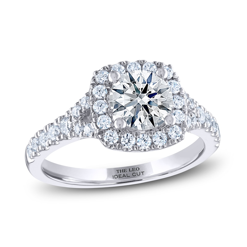 THE LEO Ideal Cut Diamond Engagement Ring 1-3/8 ct tw Round-cut 14K White Gold