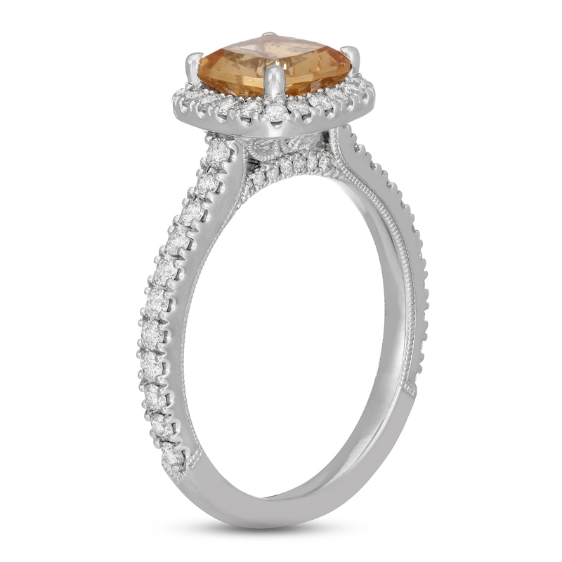 Main Image 2 of Neil Lane Cushion-cut Citrine Engagement Ring 5/8 ct tw Diamonds 14K White Gold