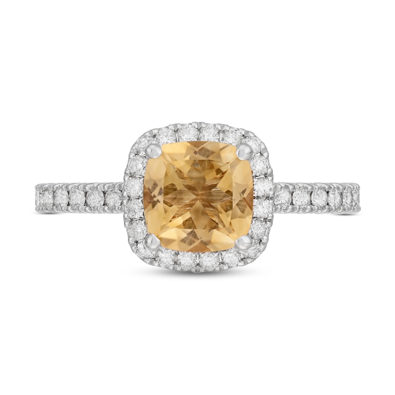 Main Image 3 of Neil Lane Cushion-cut Citrine Engagement Ring 5/8 ct tw Diamonds 14K White Gold