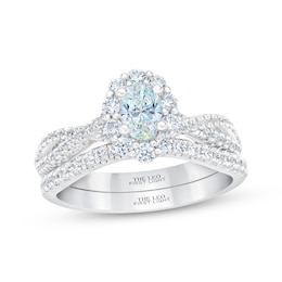 THE LEO First Light Diamond Oval-Cut Bridal Set 1-1/5 ct tw 14K White Gold