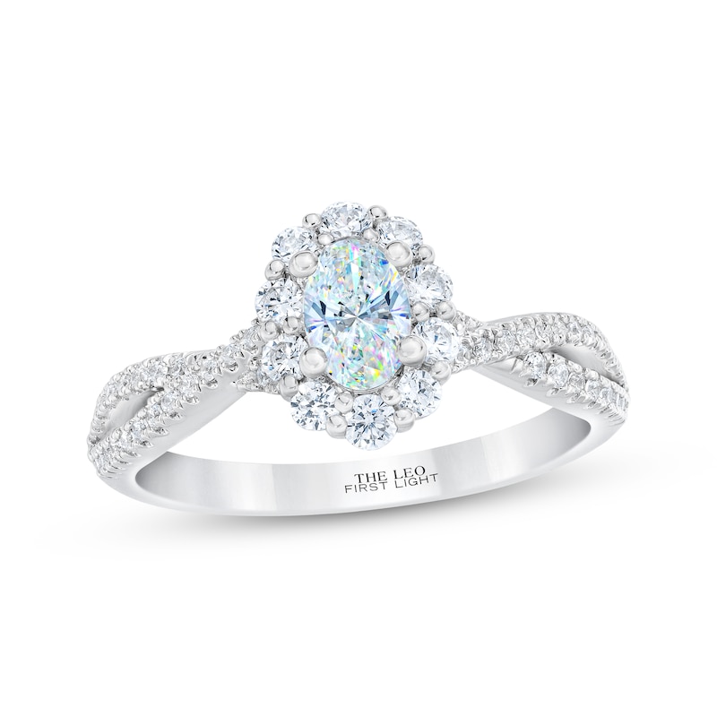 Main Image 4 of THE LEO First Light Diamond Engagement Ring 1 ct tw Oval & Round-cut 14K White Gold