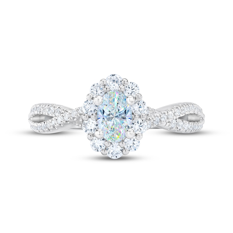 Main Image 6 of THE LEO First Light Diamond Engagement Ring 1 ct tw Oval & Round-cut 14K White Gold