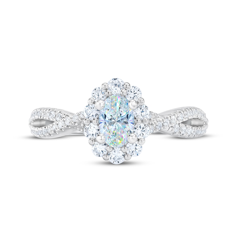 Main Image 7 of THE LEO First Light Diamond Engagement Ring 1 ct tw Oval & Round-cut 14K White Gold