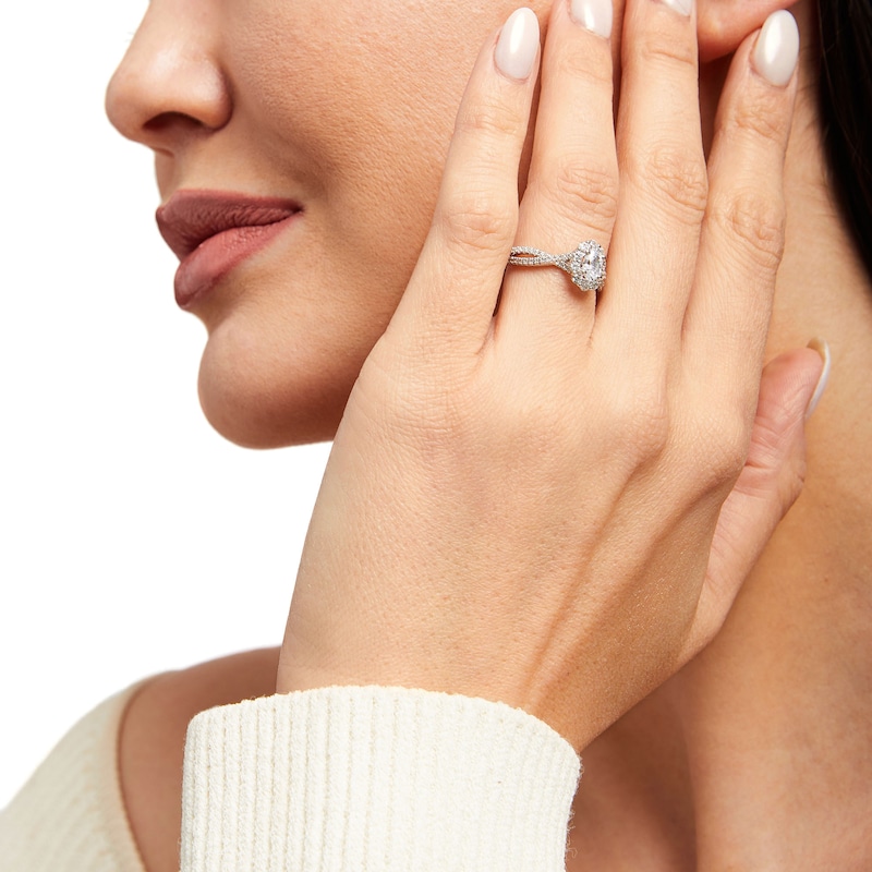 Main Image 8 of THE LEO First Light Diamond Engagement Ring 1 ct tw Oval & Round-cut 14K White Gold