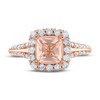 Morganite & Diamond Engagement Ring 5/8 ct tw Square & Round-cut 14K Rose Gold