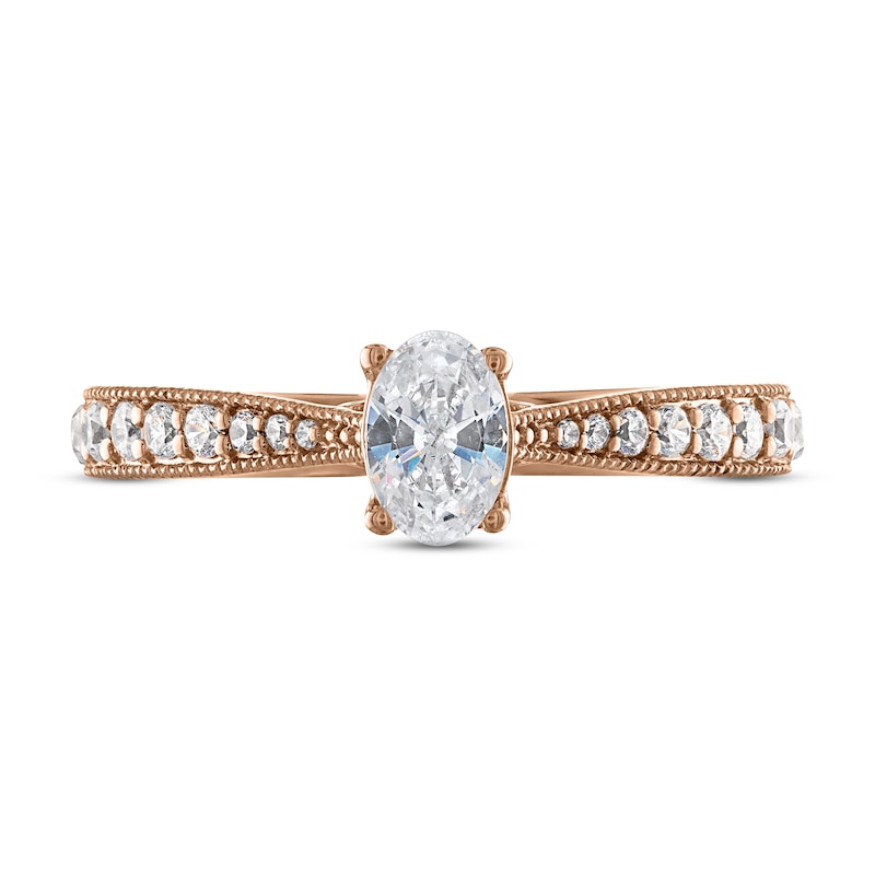 Adrianna Papell Diamond Engagement Ring 5/8 ct tw Oval & Round-cut 14K Rose Gold