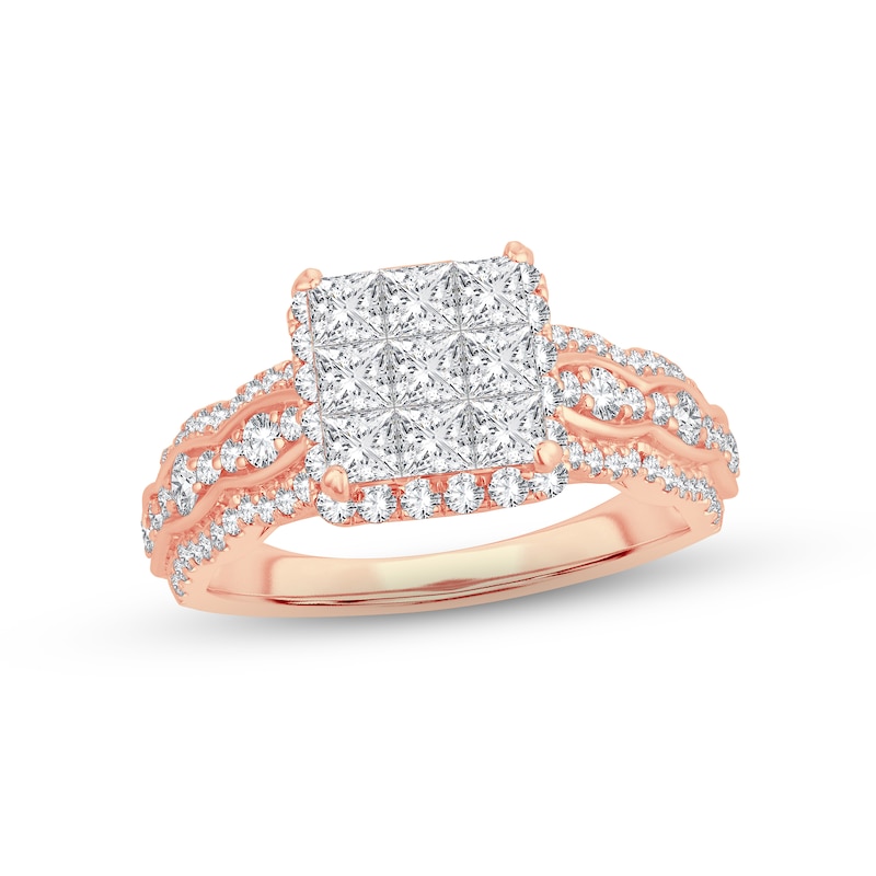 Main Image 1 of Now + Forever Diamond Engagement Ring 1-1/2 ct tw Princess & Round-cut 14K Rose Gold