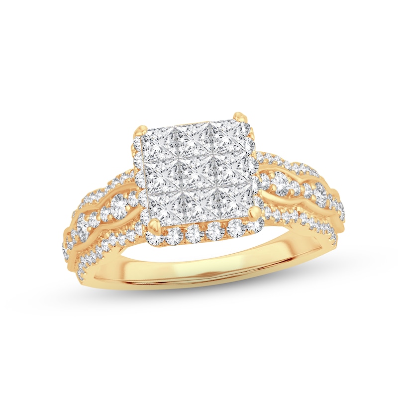 Main Image 1 of Now + Forever Diamond Engagement Ring 1-1/2 ct tw Princess & Round-cut 14K Yellow Gold
