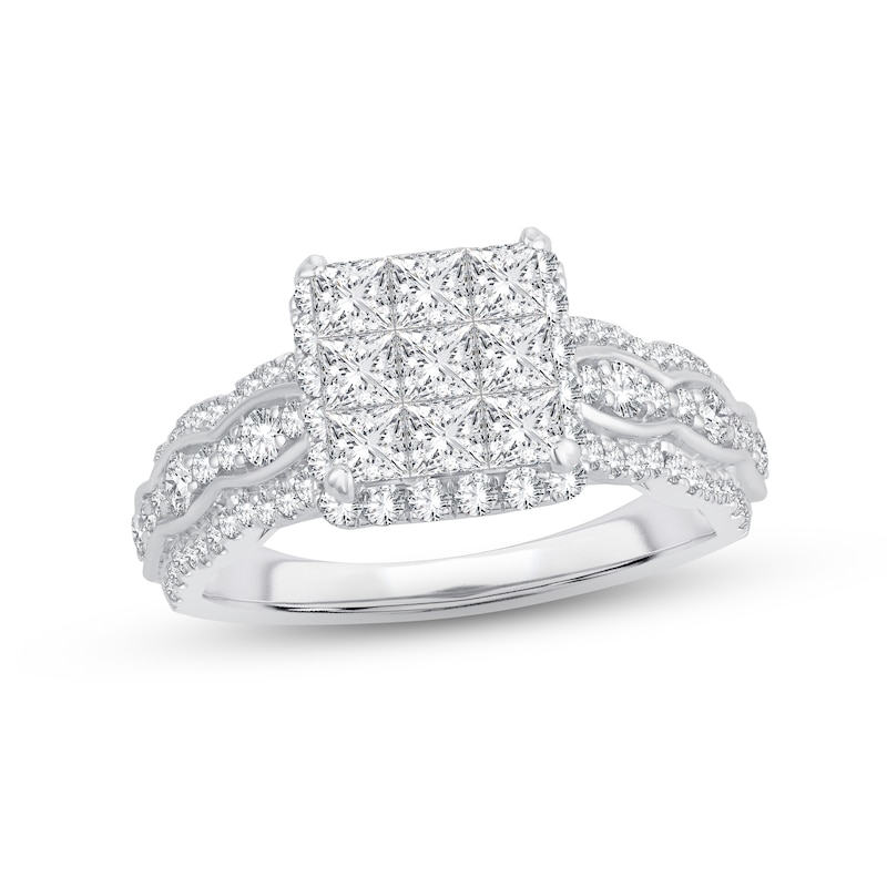 Main Image 1 of Now + Forever Diamond Engagement Ring 1-1/2 ct tw Princess & Round-cut 14K White Gold