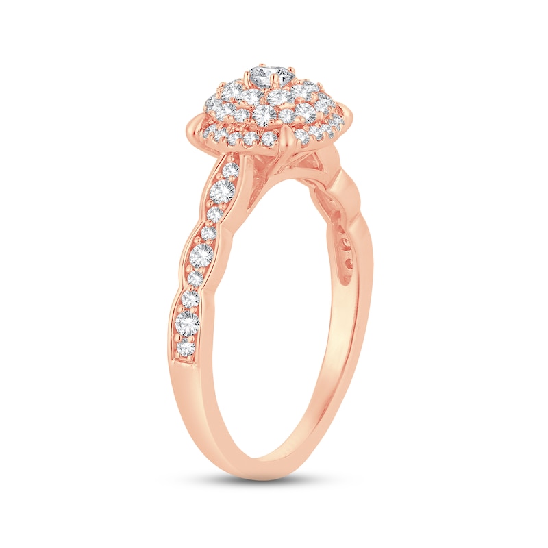 Diamond Engagement Ring 5/8 ct tw Round-cut 14K Rose Gold