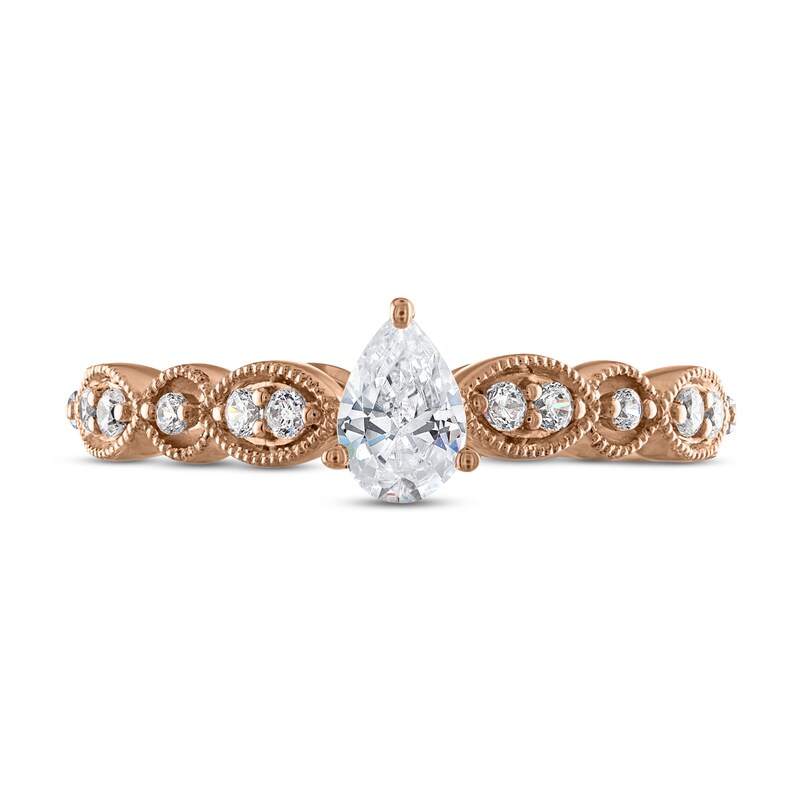 Adrianna Papell Diamond Engagement Ring 5/8 ct tw Pear & Round-cut 14K Rose Gold