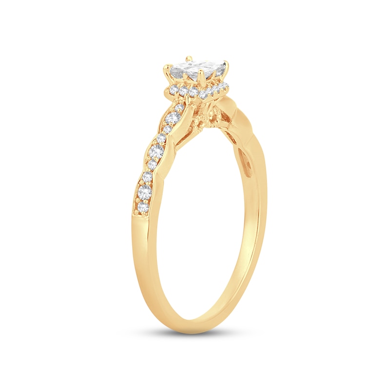 Multi-Diamond Engagement Ring 1/3 ct tw Princess & Round-cut 14K Yellow Gold