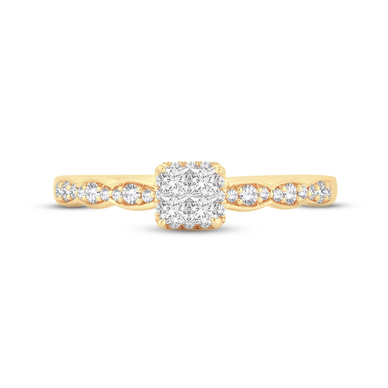 Multi-Diamond Engagement Ring 1/3 ct tw Princess & Round-cut 14K Yellow Gold