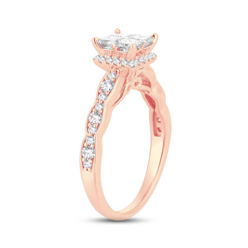 Main Image 2 of Now + Forever Multi-Diamond Engagement Ring 1 ct tw Princess & Round-cut 14K Rose Gold