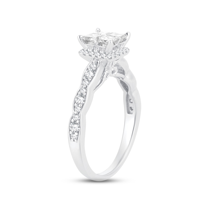 Main Image 2 of Now + Forever Multi-Diamond Engagement Ring 1 ct tw Princess & Round-cut 14K White Gold