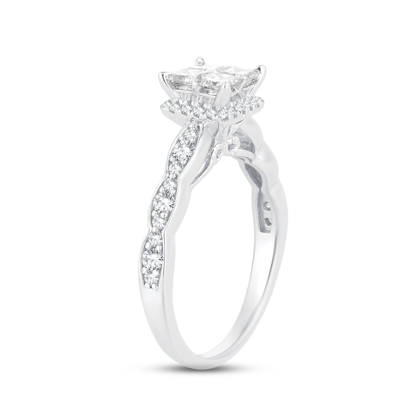 Multi-Diamond Engagement Ring 1 ct tw Princess & Round-cut 14K White Gold