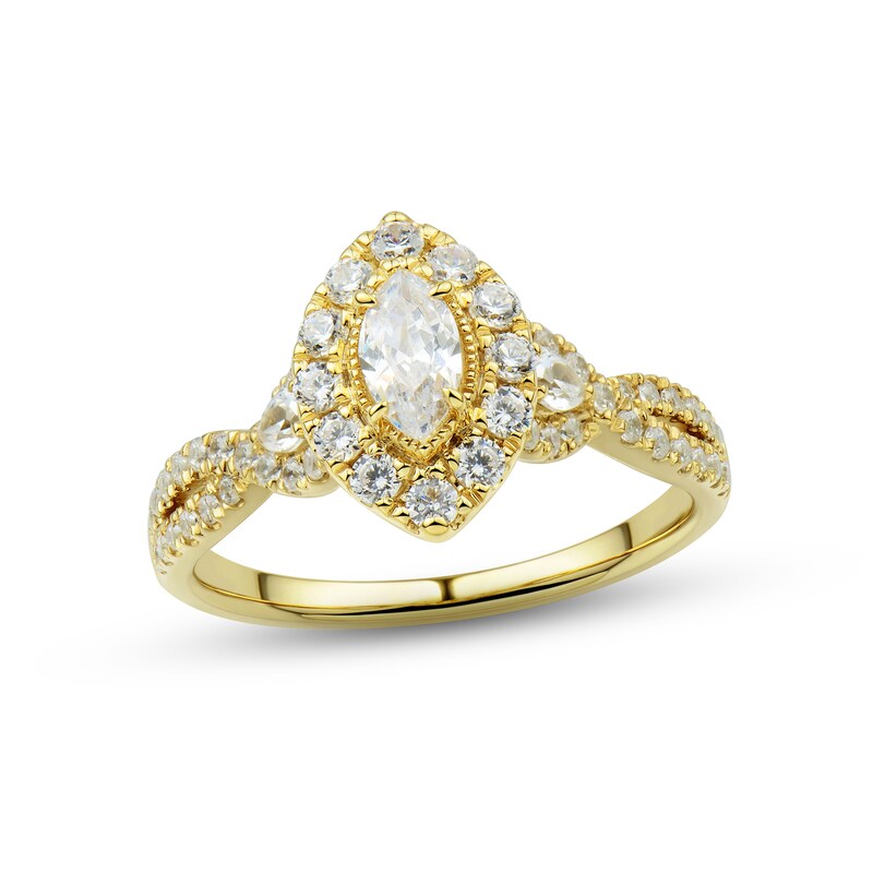 Diamond Engagement Ring 1 ct tw Marquise, Pear & Round-cut 14K Yellow Gold