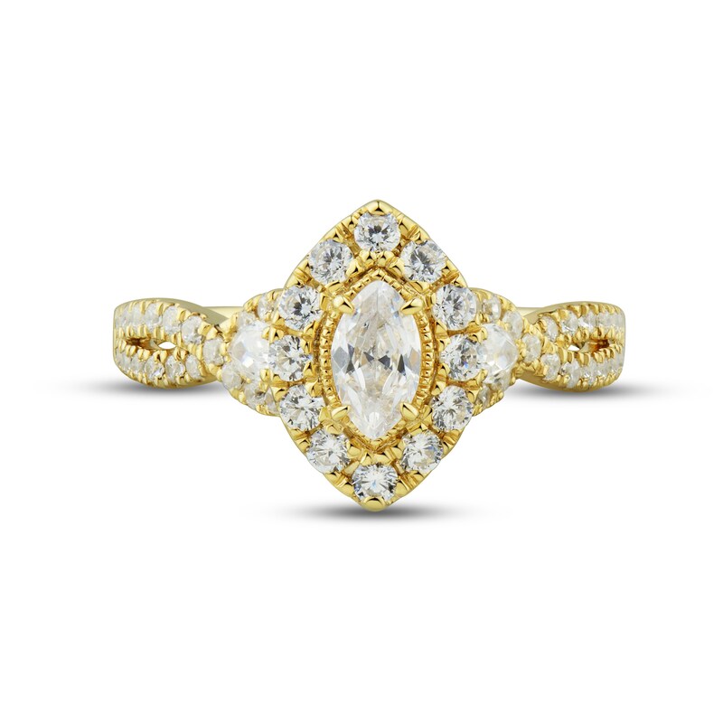Diamond Engagement Ring 1 ct tw Marquise, Pear & Round-cut 14K Yellow Gold