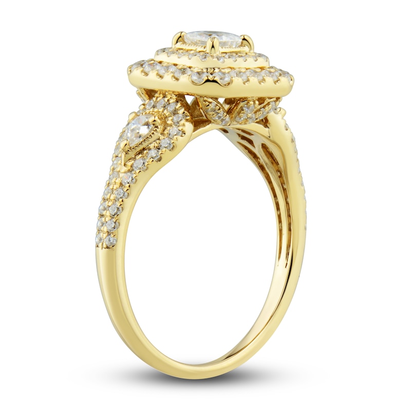 Diamond Engagement Ring 1 ct tw Princess, Pear & Round-cut 14K Yellow Gold