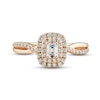 Thumbnail Image 3 of Now + Forever Diamond Engagement Ring 1/2 ct tw Emerald & Round-cut 14K Rose Gold