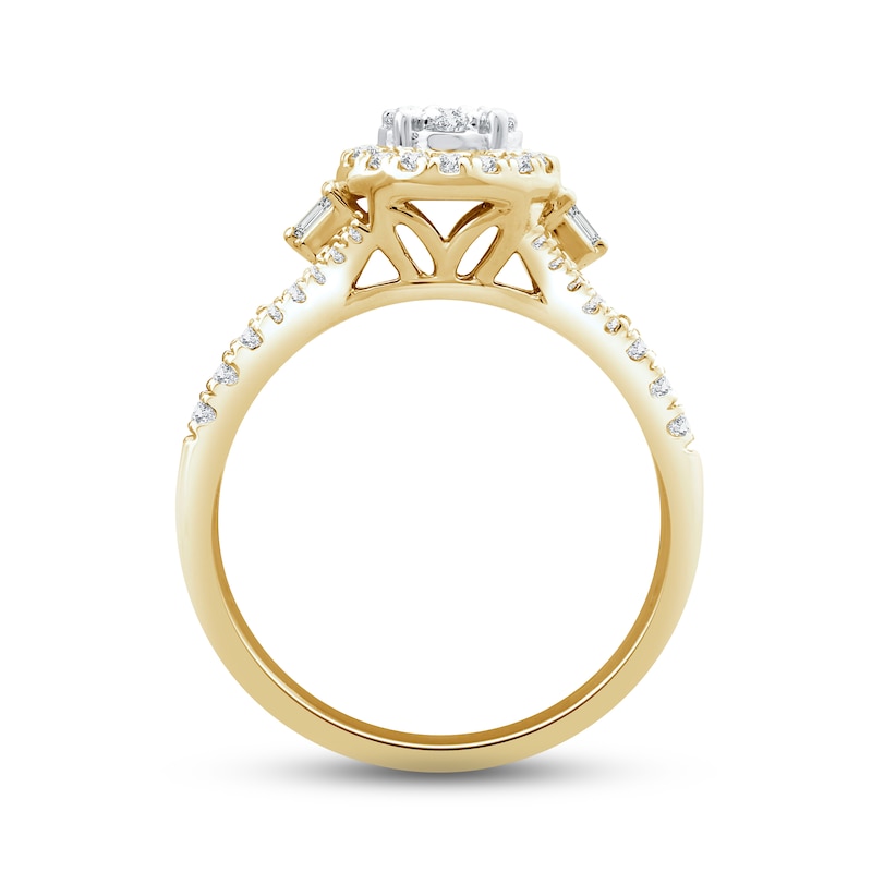 Main Image 3 of Now + Forever Diamond Engagement Ring 1/2 ct tw Round & Baguette-cut 10K Yellow Gold