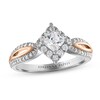 Thumbnail Image 0 of Adrianna Papell Diamond Engagement Ring 3/4 ct tw Princess & Round-cut 14K Two-Tone Gold