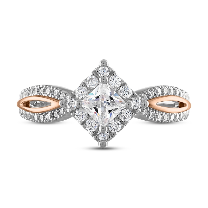 Adrianna Papell Diamond Engagement Ring 3/4 ct tw Princess & Round-cut 14K Two-Tone Gold