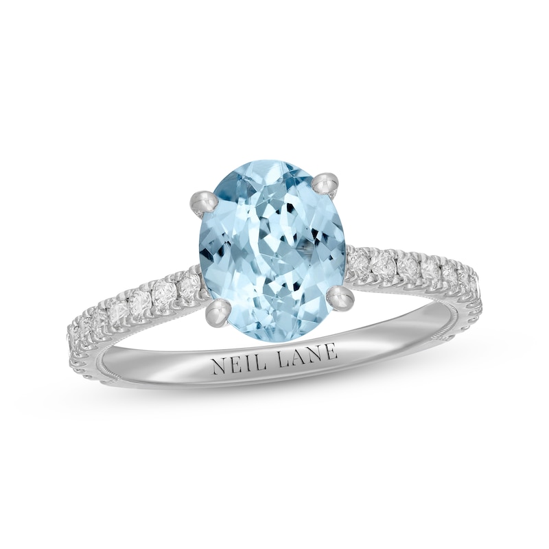 Main Image 1 of Neil Lane Aquamarine Engagement Ring 1/2 ct tw Diamonds 14K White Gold