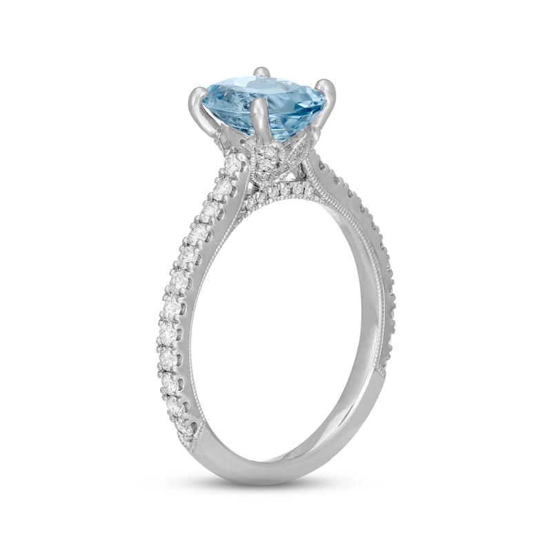 Main Image 2 of Neil Lane Aquamarine Engagement Ring 1/2 ct tw Diamonds 14K White Gold