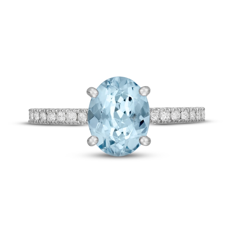 Main Image 3 of Neil Lane Aquamarine Engagement Ring 1/2 ct tw Diamonds 14K White Gold