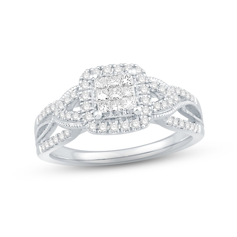 Main Image 1 of Now + Forever Diamond Engagement Ring 1/2 ct tw Princess & Round-cut 10K White Gold