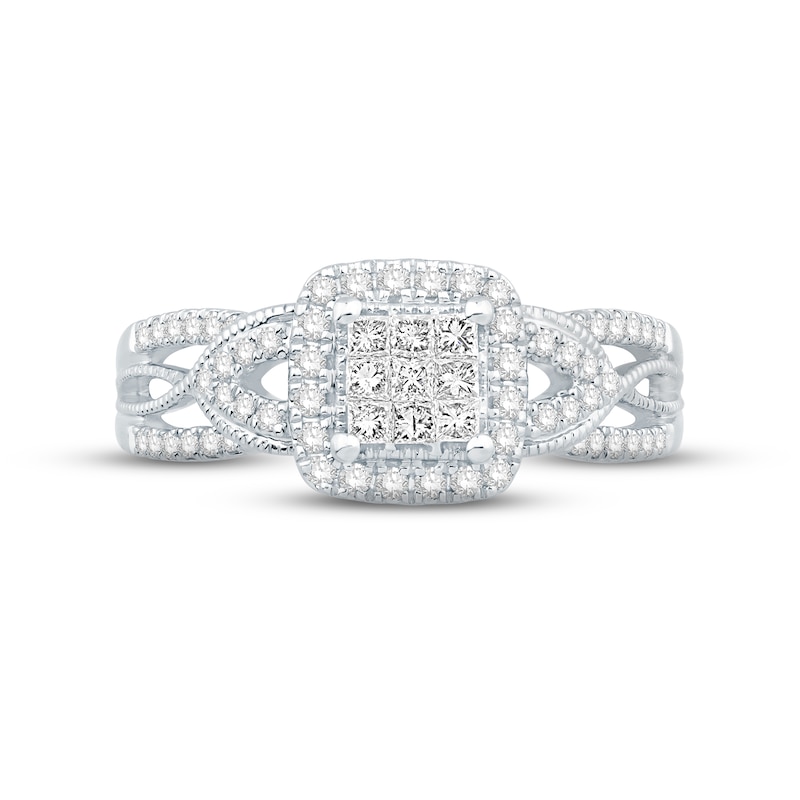 Main Image 3 of Now + Forever Diamond Engagement Ring 1/2 ct tw Princess & Round-cut 10K White Gold