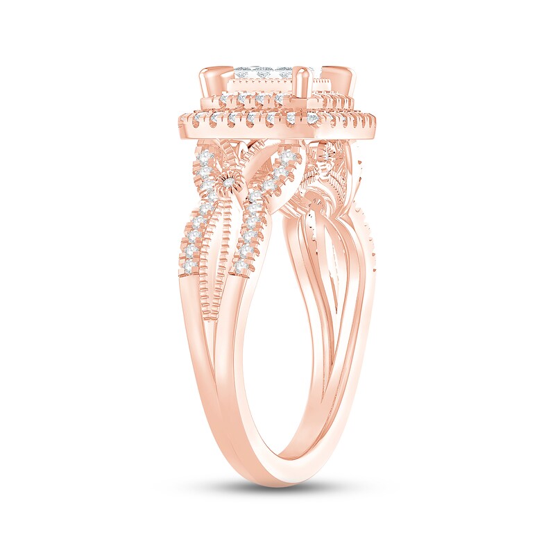 Diamond Engagement Ring 5/8 ct tw Princess & Round-cut 10K Rose Gold
