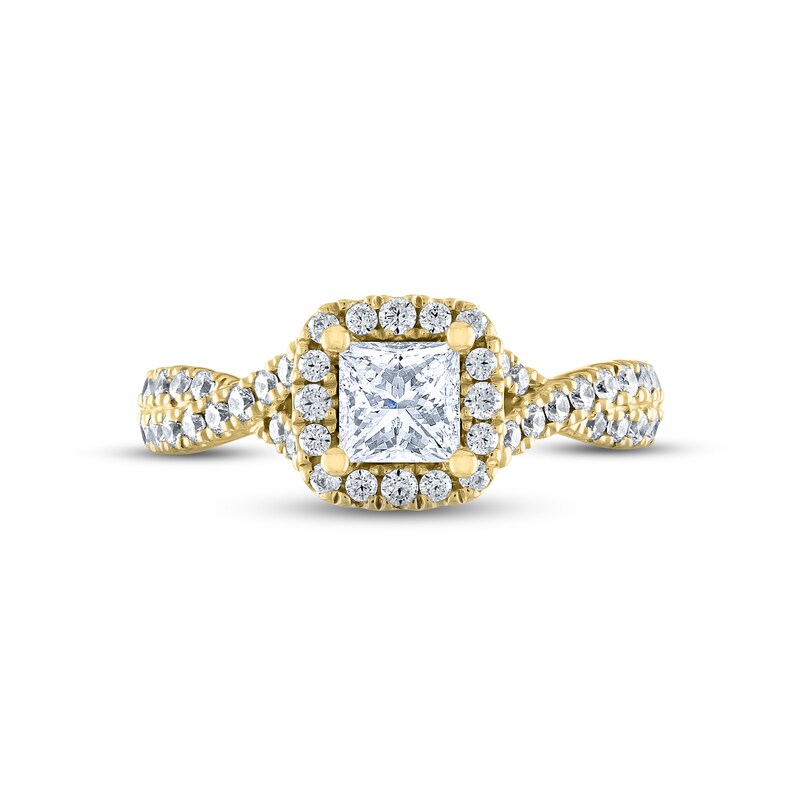 THE LEO Diamond Engagement Ring 7/8 ct tw Princess & Round-cut 14K Yellow Gold