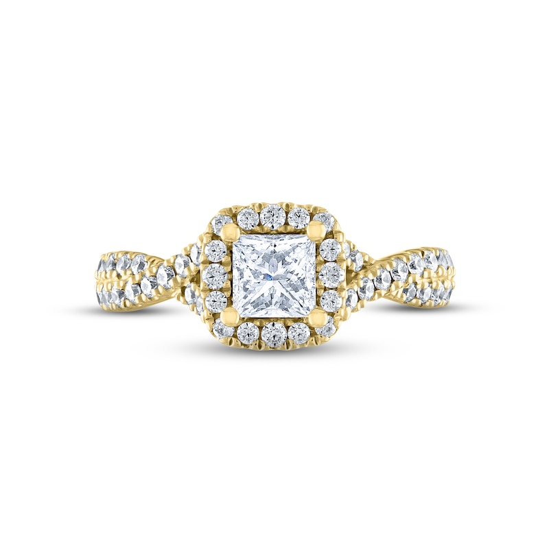 THE LEO Diamond Engagement Ring 7/8 ct tw Princess & Round-cut 14K Yellow Gold