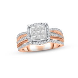 Now + Forever Multi-Diamond Engagement Ring 1 ct tw Princess & Round-cut 10K Two-Tone Gold