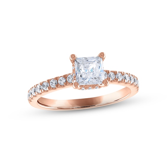 Now + Forever Diamond Engagement Ring 1-1/3 ct tw Princess & Round-cut 14K Rose Gold