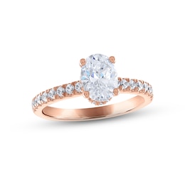 Now + Forever Diamond Engagement Ring 1-1/3 ct tw Oval & Round-cut 14K Rose Gold