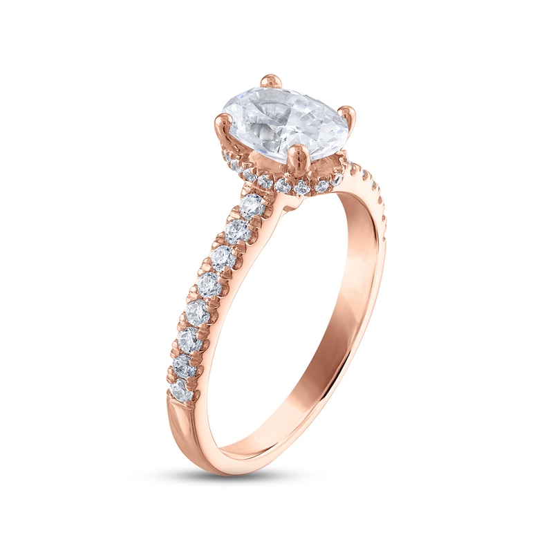 Diamond Engagement Ring 1-1/3 ct tw Oval & Round-cut 14K Rose Gold