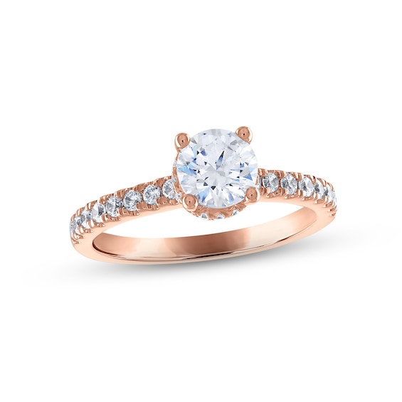 Now + Forever Diamond Engagement Ring 1-1/3 ct tw Round-cut 14K Rose Gold