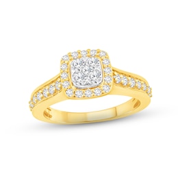 Now + Forever Diamond Engagement Ring 3/4 ct tw Princess & Round-cut 14K Two-Tone Gold