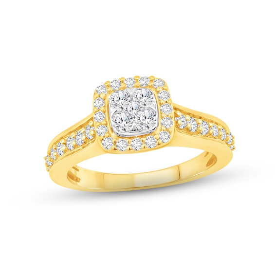 Now + Forever Diamond Engagement Ring 3/4 ct tw Princess & Round-cut 14K Two-Tone Gold