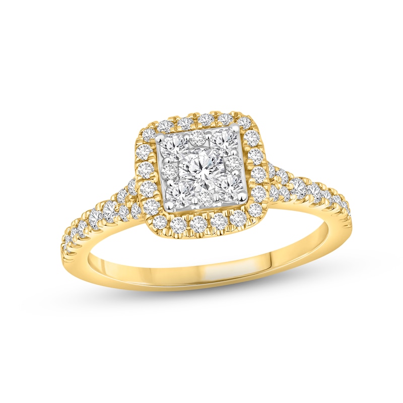 Multi-Diamond Engagement Ring 3/4 ct tw Round-cut 10K Two-Tone Gold | Kay